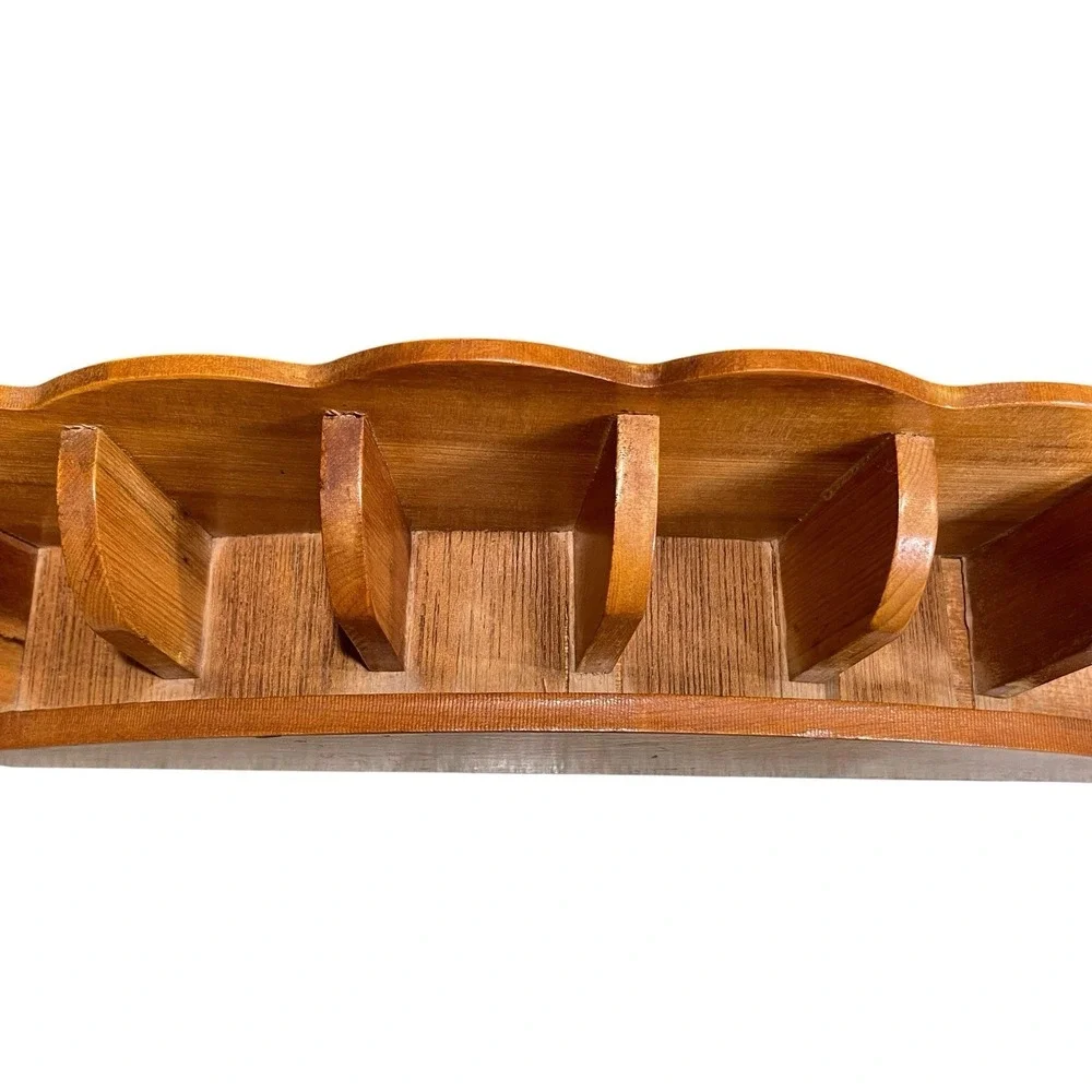 Vintage Wooden Spice Rack Rooster 6 Spice Containers Decor
